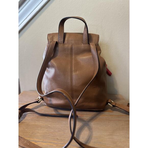 Coach Pebbled Leather Backpack Bag Womens Mini Brown Turnlock Drawstring F24385 - Picture 8 of 15
